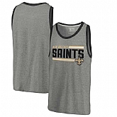 New Orleans Saints NFL Pro Line by Fanatics Branded Iconic Collection Onside Stripe Tri-Blend Tank Top - Heathered Gray